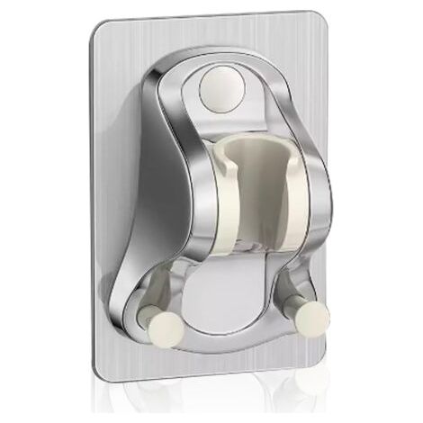 Ahlsen Support de Pommeau de Douche sans Perçage Adhésif, Support Douche sans Percage, Support de Douche Réglable , Douchette, Support de Douche Mural,Super Puissant, étanche, Chromé, Argent (1/4)