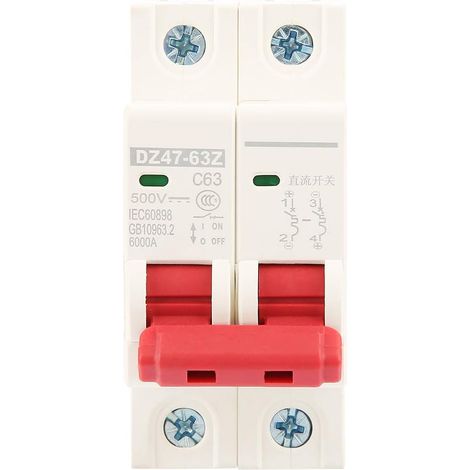 Mini-disjoncteur photovoltaïque DC 2V-500V 63A - Protection des panneaux solaires - Modèle DZ47-63Z-2P - Installation facile (1/5)