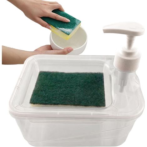 mit Schwammhalter 2 in 1 Tischseifenspender mit Pumpe und (1/5)