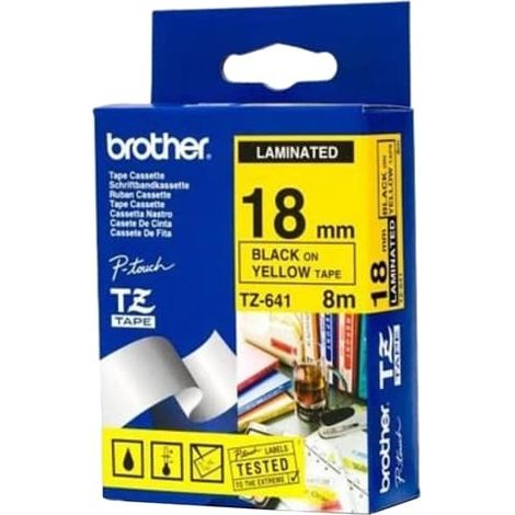 Brother - brother p-touch 18mm amarillo/negro laminado - tz641 - 4977766686716