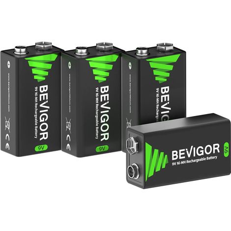 Lot De 4 Piles Rechargeables 9V NiMH, Haute Capacité (1/5)