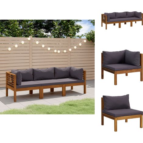 Gartenmöbel-Sets - Living 3-Sitzer-Gartensofa mit Auflage Akazie Massivholz (1/5)