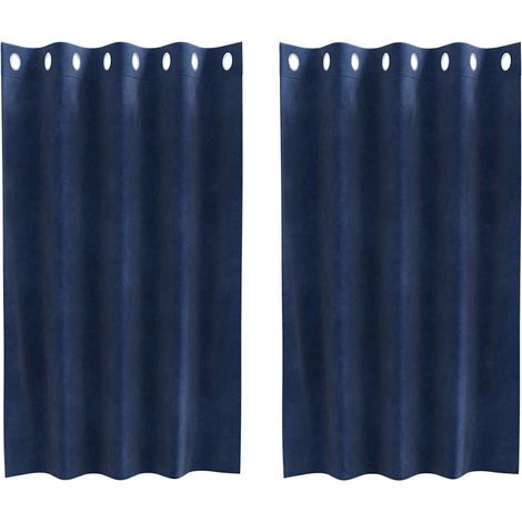 Rideaux occultants 2 pcs Bleu foncé 140 x 140 cm Velours (1/5)