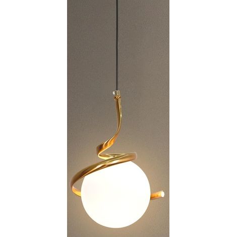 Suspension Luminaire Moderne, Lampe Pendante Boule en Verre Globe Or (1/5)