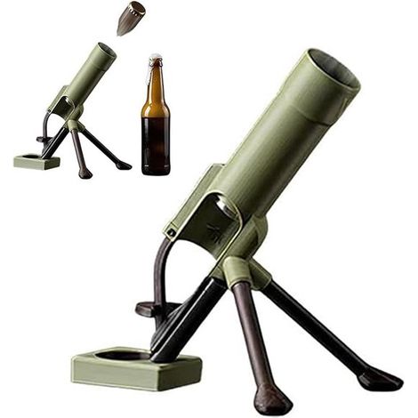 Abrebotellas táctico tipo mortero con lanzador de tapas, Diseño de tubo de mortero de 51 mm, Presiona hacia abajo, Lanzador de tapas, Verde (1/5)