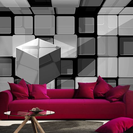 Fotomurale - Rubik's cube in gray - 150x105 (1/4)