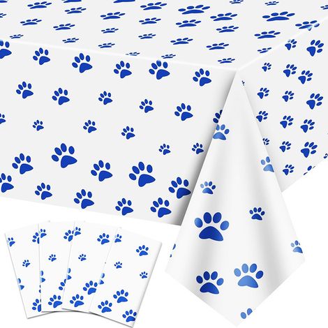 Lot de 5 nappes à motifs de pattes, décorations de fête sur le thème des chiens, nappes en plastique jetables 137274cm (1/5)