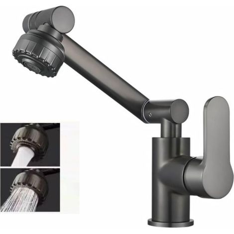 Robinet de lavabo pivotant – convient aux meubles-lavabos, lavabos, vasques et camping-cars, sans tuyauterie – 1 pièce, gris (1/5)