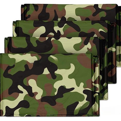 Couverture thermique d'urgence (lot de 4), couverture thermique de premiers secours pour les urgences, le camping, la randonnée et le camouflage. (1/4)