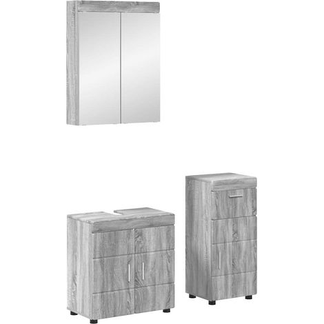 Bathroom Furniture Set TULUM Grey Sonoma Engineered Wood vidaXL