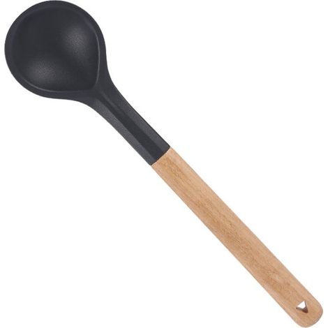 Spatola multifunzionale, grande cucchiaio da cucina in silicone con rivestimento antiaderente in legno massello, cucchiaio da cucina in silicone resistente al calore per cucinare, Ser (1/5)