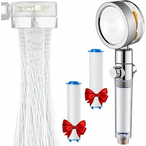 Ducha de mano, cabezal de ducha antical, ahorro de agua, cabezal de ducha de hélice de alta presión, sistema de filtración de tres etapas con filtro de algodón PP reemplazable (1/5)