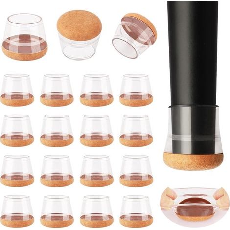 Paquete de 16 fundas para patas de sillas con almohadillas de fieltro, protectores antideslizantes y amortiguadores de sonido para suelos de madera. (1/5)