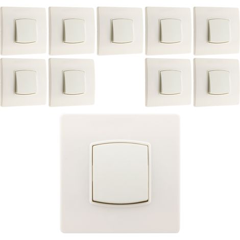 Lot de 10 interrupteurs va-et-vient 10A – Bornes automatiques – Puissance max 2300W sous 230V – Couleur blanc – Diwone