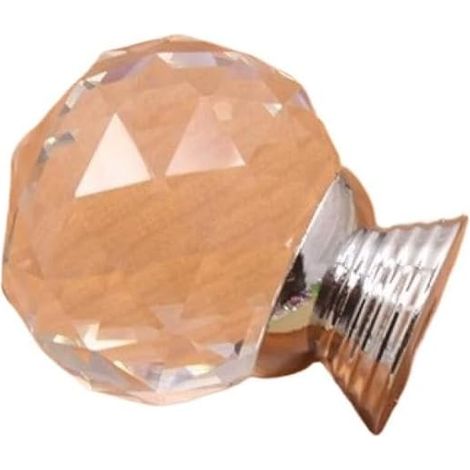 Poignées en cristal à motif diamant, boutons de porte verre, lot (1/4)