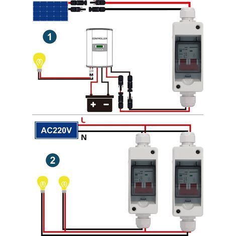 Interrupteur de déconnexion solaire PV, isolateur de Circuit photovoltaïque, boîte de disjoncteur Miniature RV DC500V IP65 étanche 40A (1/5)