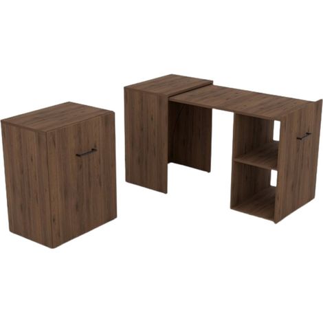 Scrivania pieghevole per piccoli spazi collezione FLIP, colore rovere scuro. (1/5)