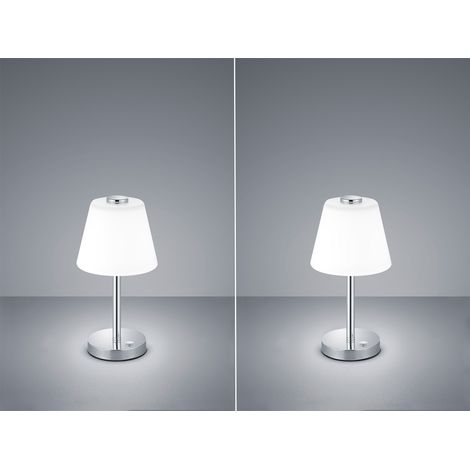 LED Tischleuchten 2er SET in Chrom glänzend mit Glaslampenschirm Weiß, Höhe 29cm (1/5)