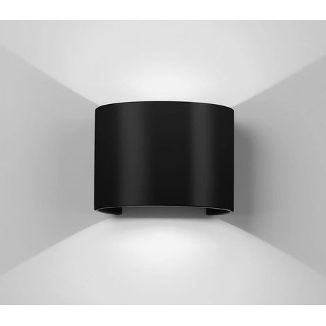 Applique Led Cob Lampada Parete 20W Ovale Nero Luce Fredda Interno Esterno F-19 (1/5)