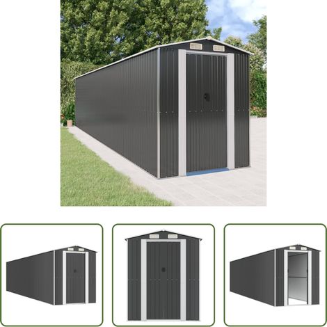 vidaXL Gerätehaus - Geräteschuppen Anthrazit 192x855x223 cm Verzinkter Stahl (1/5)