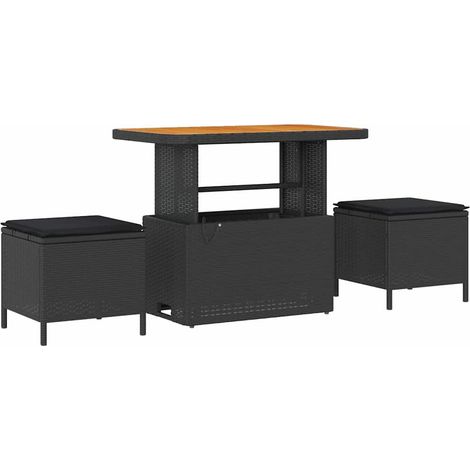 Maison Exclusive - Garten Essgruppe Schwarz Poly-Rattan