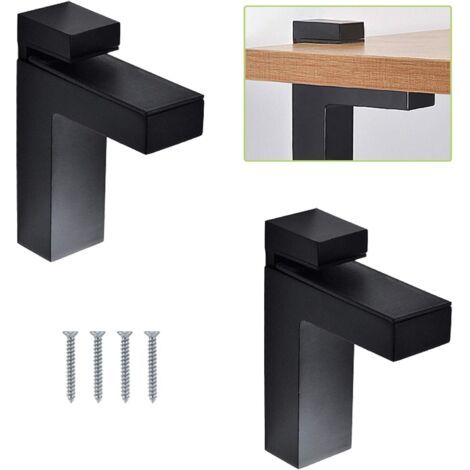 Lot de 2 pinces à verre noires réglables pour étagère en bois/verre - Supports muraux en métal massif flottant, compatibles avec étagères de 5 à 30 mm d'épaisseur (L) (1/5)