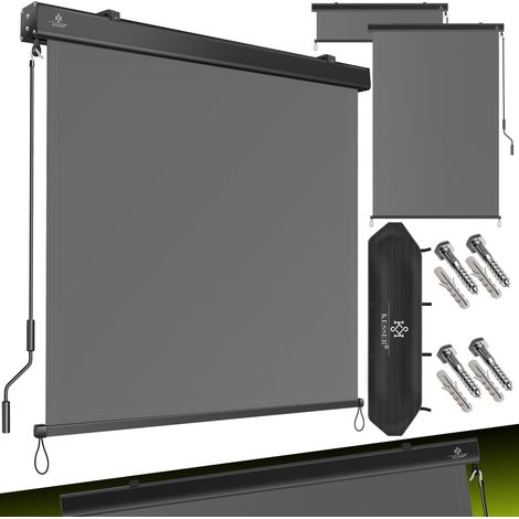KESSER® Senkrechtmarkise Außenrollo Handkurbelmechanismus Balkonrollo Sonnen-und Sichtschutz Beschattung Sonnenschutz Außen Rollo mit Kurbel Markisen Grau / 200 x 250cm (1/5)