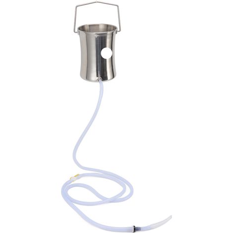 Kit pour lavement avec seau en acier inoxydable de 2 L, 4 canules et tuyau de 2 m pour la détoxification et le soulagement de la constipation