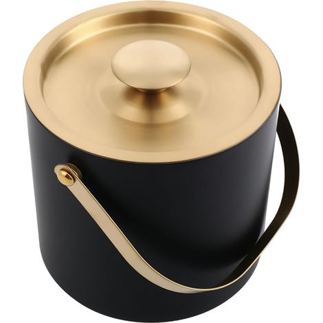 Seau à glace en acier inoxydable 3L Seau à glace isolé à double paroi avec couvercle, Conteneur de glaçons Rafraîchisseur pour refroidir le champagne, seau à vin pour bar à cocktails et fêtes (1/5)