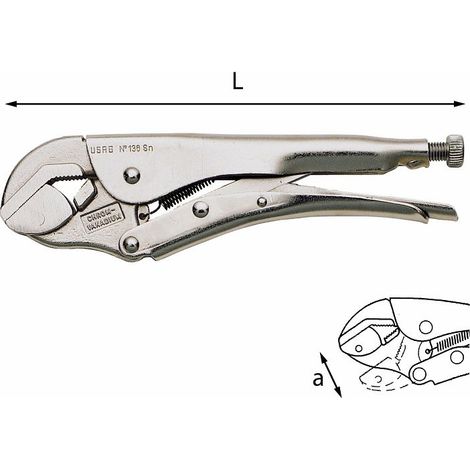 PINZA REGOLABILE AUTOBLOCCANTE CON GANASCIA INFERIORE SNODATA 136 SN 45 MM