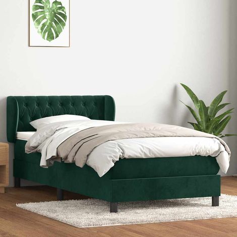 Boxspringbett mit Matratze Dunkelgrün 80x220 cm Samt