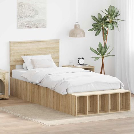 Estructura de cama con estante Manual Roble 100 x 200 cm