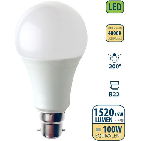 Ampoule LED SMD, standard A60, 15W / 1520lm, culot B22 (France), 4000K (1/4)