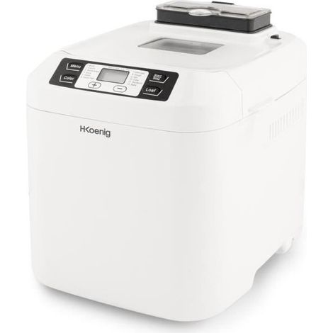 H.KoeNIG BAKE340 - Máquina de pan con semillas - 12 programas - 3 niveles de cocción - 550W - 2 tamaños: 650 o 800g - Pantalla LC