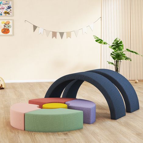 Baby-Motorikkurs, 7-teiliges Modul mit waschbarem Bezug, 107 x 107 x 30 cm, mehrfarbig