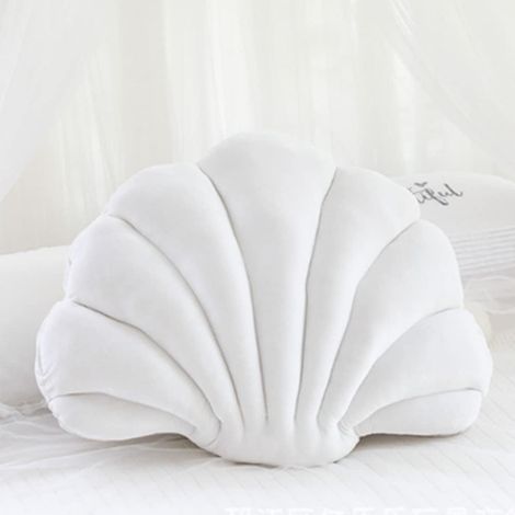 Coussin décoratif en forme de coquillage pour canapé,(34 x 25cm) (blanc) lit, chaise, salon, chambre à coucher, bureau, coussin de sol (1/5)