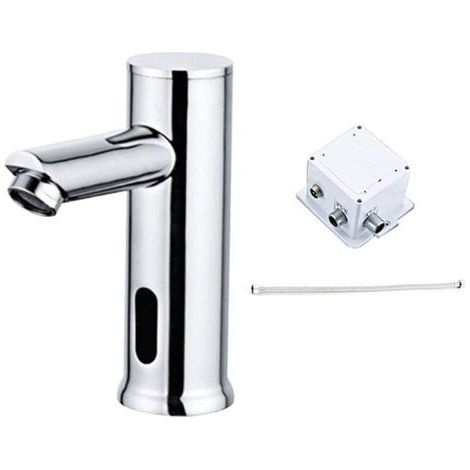 Automatischer Sensorwasserhahn, automatischer Sensorwasserhahn für die Küchenspüle, bewegungsaktivierter intelligenter Badezimmerwaschtischhahn, batteriebetriebener Kaltwasser-Waschtischhahn (1/4)
