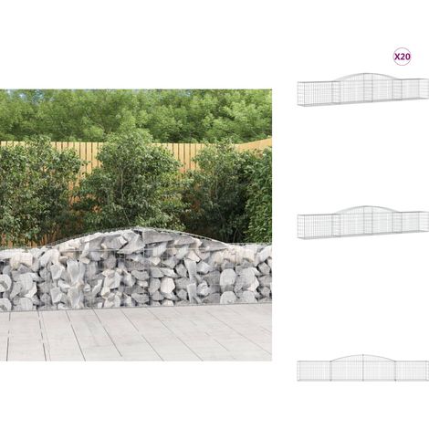 Paniers à gabions arqués 20 pcs 400x50x60/80 cm Fer galvanisé - Panier Gabion - Gabion - Mur Gabion - Clôture Gabion - Décoration Jardin (1/5)