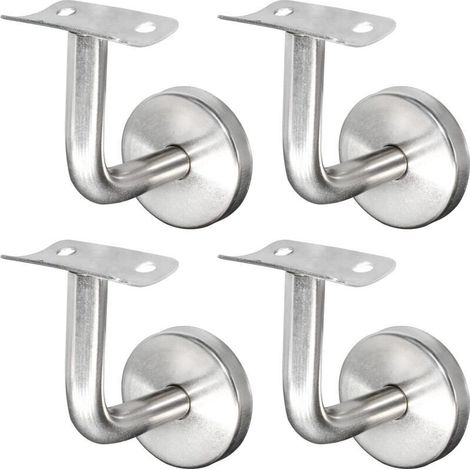 Support de main courante en inox 304 – Lot de 4 supports muraux pour rampe bois – Résistant à la corrosion – Installation facile (1/4)