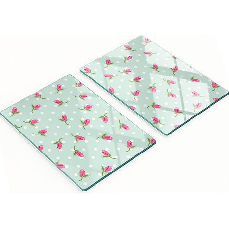 Tavole decorative multifunzionali da cucina in vetro temperato con rose, 2x40x52 cm (1/5)