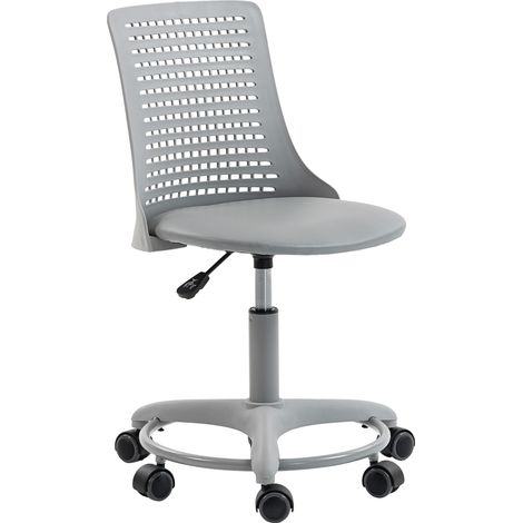 Chaise de bureau sans accoudoirs, pivotante, avec dossier creux et hauteur réglable, grise (1/5)
