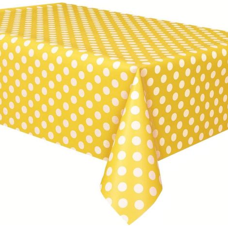 Table rectangulaire 137 x 183 cm en toile cirée PVC décorée (jaune)