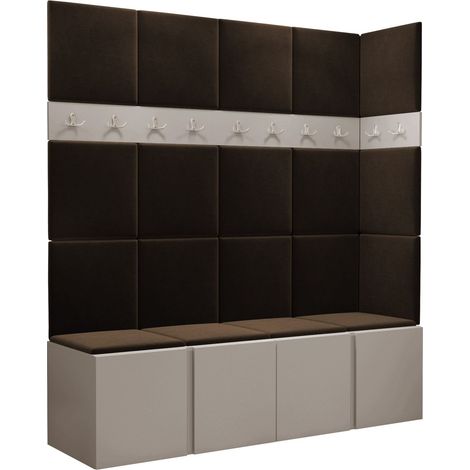 Conjunto para recibidor Pinis II, Manila 04, 186x168x46cm, Aglomerado laminado, Tapiz, Colocada, Montada en la pared