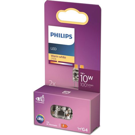 LED ampoule standard, équivalent halogene 10W, culot G4, éclairage blanc chaud 2700K, 2 pack, nouvelle génération (1/5)