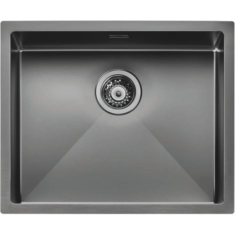 Lavello IRIDE MATT F3" 1 vasca ACCIAIO INOX Finitura: GUN METAL OPACO, incasso: slim, sottotop e filotop, 57X45 prof. 19 (1/2)