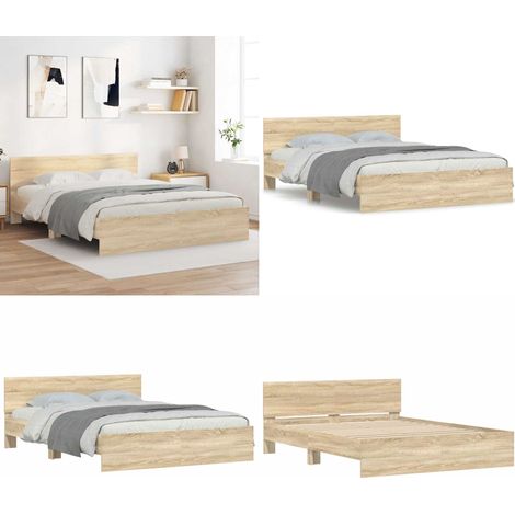 Giroletto con Testiera Rovere Sonoma 140x190 cm - Letto con testiera - Letto con testiera in legno