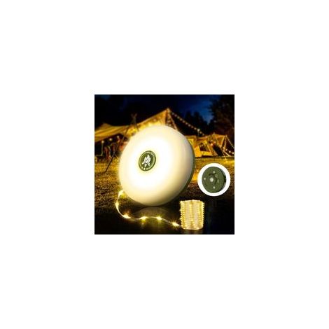 Guirlande lumineuse décorative de camping 10 m, lampe extérieure étanche 4 en 1, batterie 1200 mAh, lumière chaude (1/5)