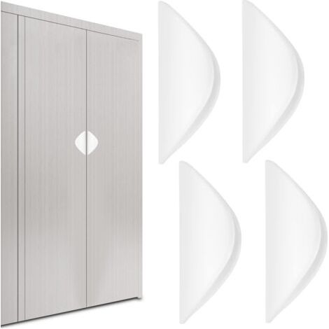 BUNTHAUS 4 Pièces (Blanc) Poignee de Meuble Cuisine Poignée Porte Coulissante Intérieure Extérieure Poignet de Placard Coquille Tiroir Poignees Portes Sans Percage Poignets Auto Adhésif pour Armoire F (1/5)