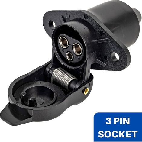 3-pin adapter for connecting trailers and caravans, screw connector, 3-pin socket, 12 V, drawbar socket for trucks, vehicles (1/5)