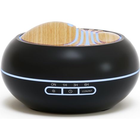 Diffuseur Huiles Essentielles 400ml, Diffuseur Parfum Maison 7 LED, Humidificateur d'air Chambre Ultrasonique sans BPA, Diffuseur d'Arômes pour la Maison et Le Bureau, Noir (1/5)